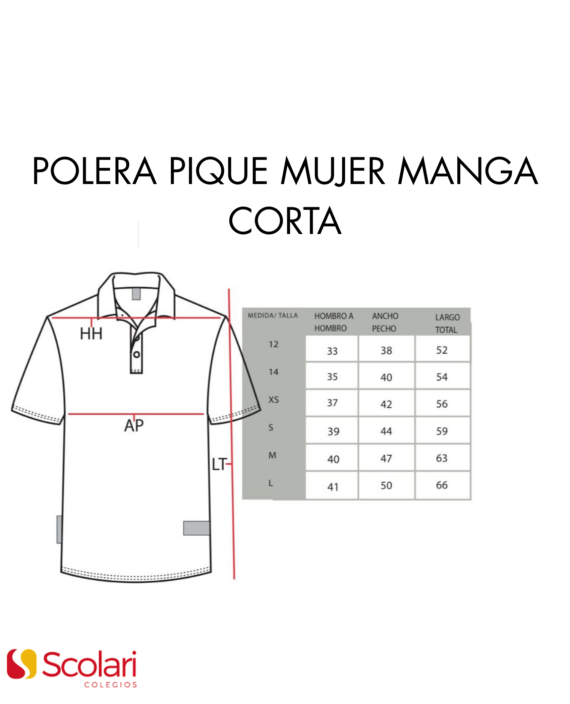 POLERA PIQUE M/C MUJER - COLEGIO SANTA CRUZ DE CHICUREO