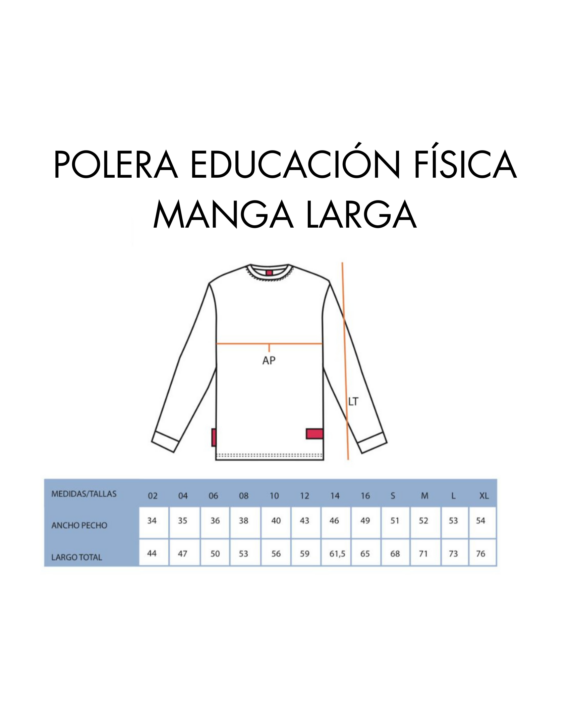 POLERA ED FISICA M/L - COLEGIO SANTA CRUZ DE CHICUREO