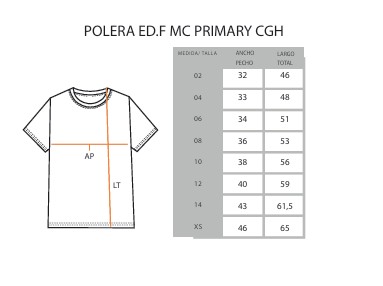 POLERA ED FISICA M/C PRIMARY MUJER CRAIGHOUSE